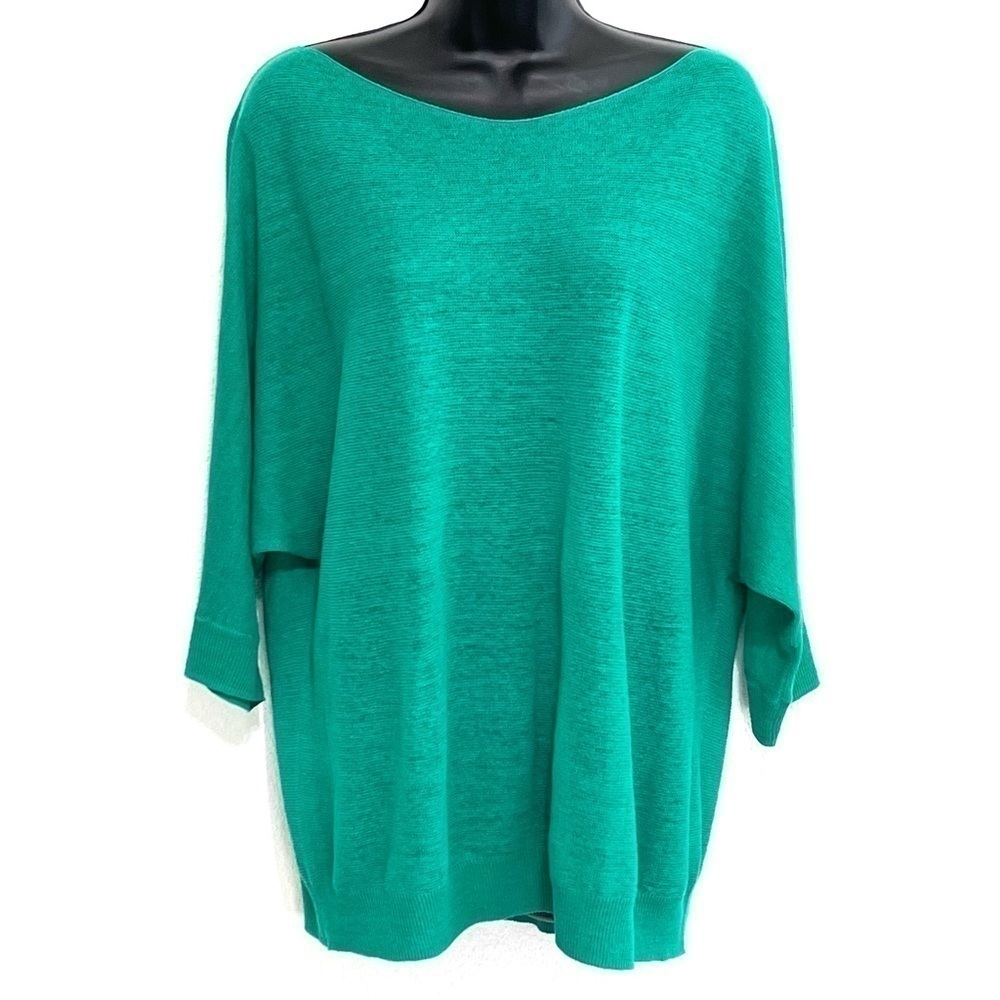 Vince Woman LINEN Green Pullover 3/4 Sleeve Shirt Size S/P